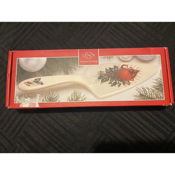 Lenox Winter Greetings Dessert Server new in open box Christmas winter cardinal - Picture 1 of 10